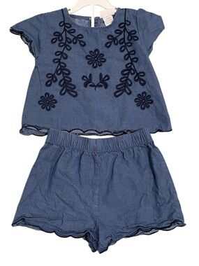 Rachel Zoe denim scalloped matching shorts and top 6
